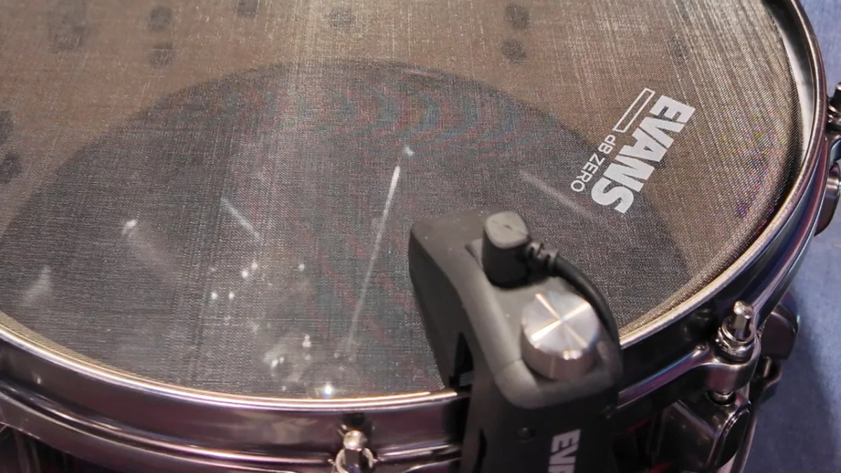Evans db Zero mesh drum head with an Evans Hybrid Sensory Percussion Trigger