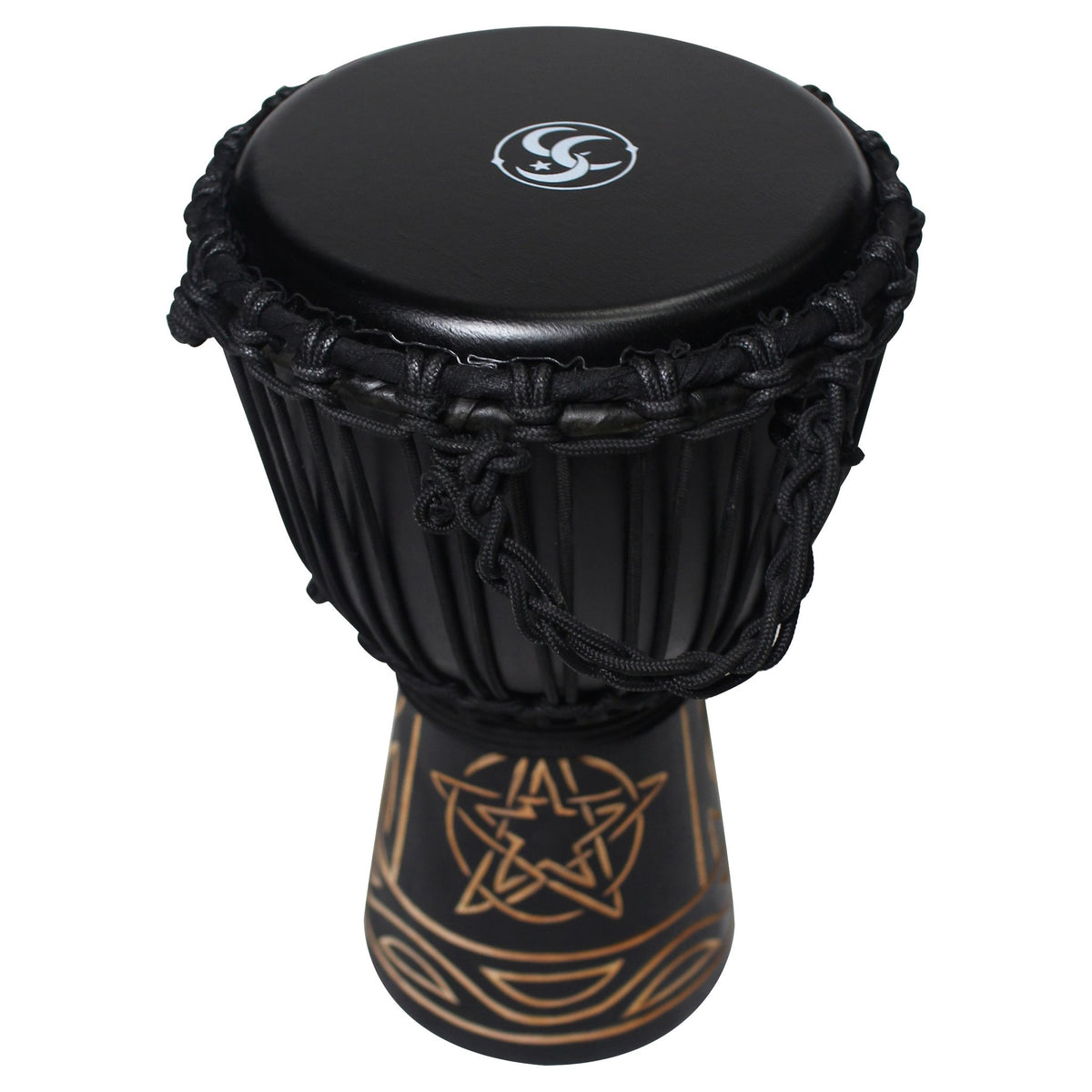 8" Sully Erna Black Mamba Tuned Djembe View of Head with Logo