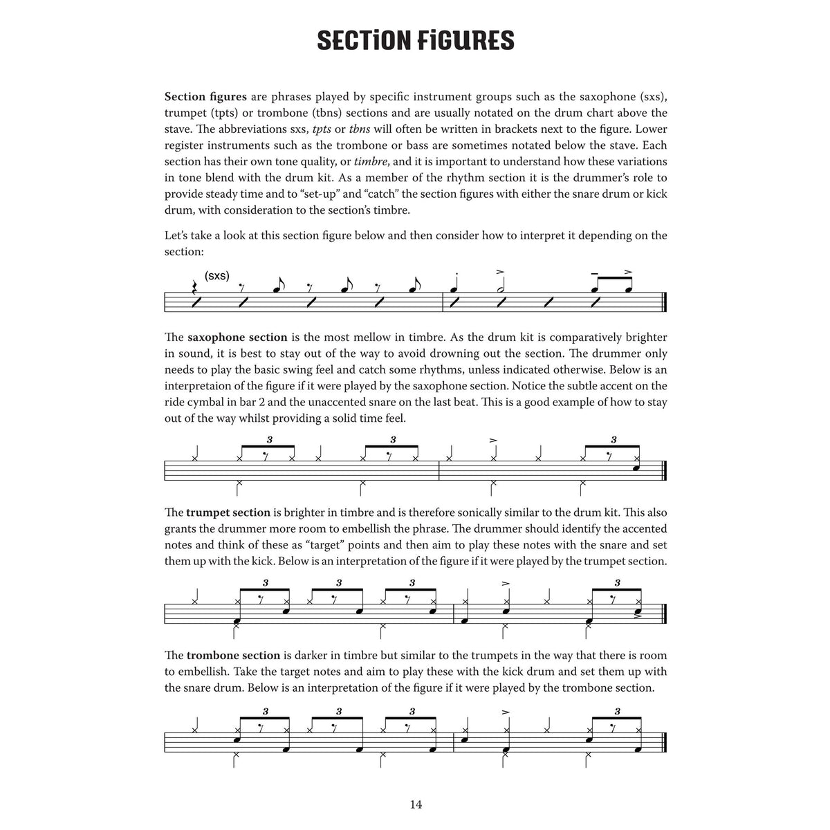 Beginners Guide to Big Band Drumming Anthony Stanislavski Sample Section Figures