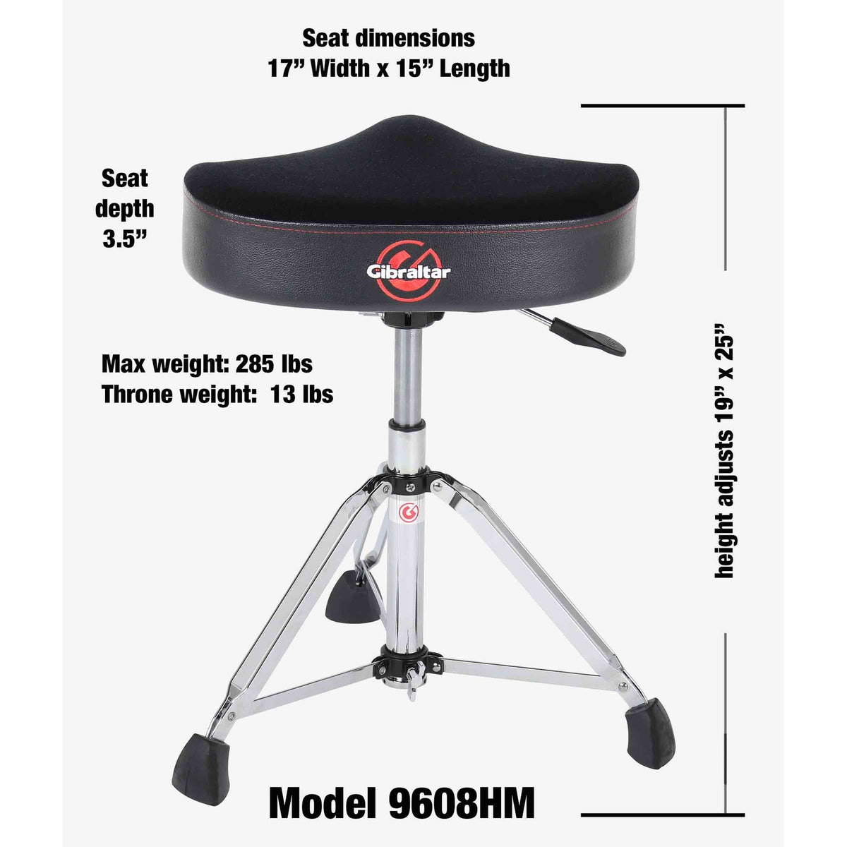 Gibraltar 9608HM Hydraulic Moto Style Drum Throne - Image 3