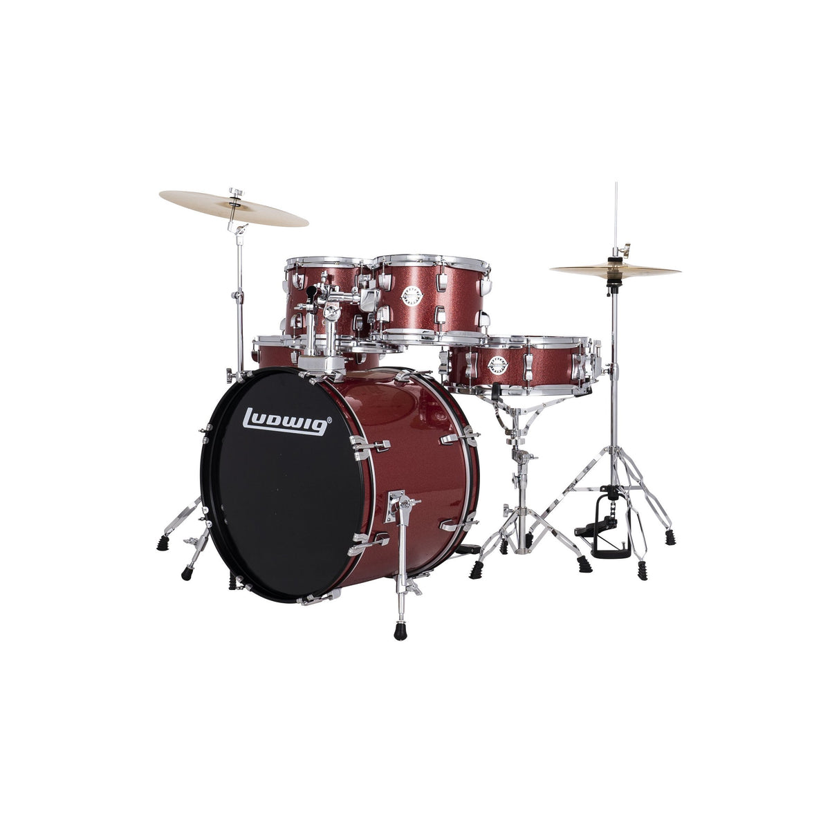 Ludwig Accent CS Combo Driver Drum Set - 22" Bass Drum - Red Sparkle - Image 2