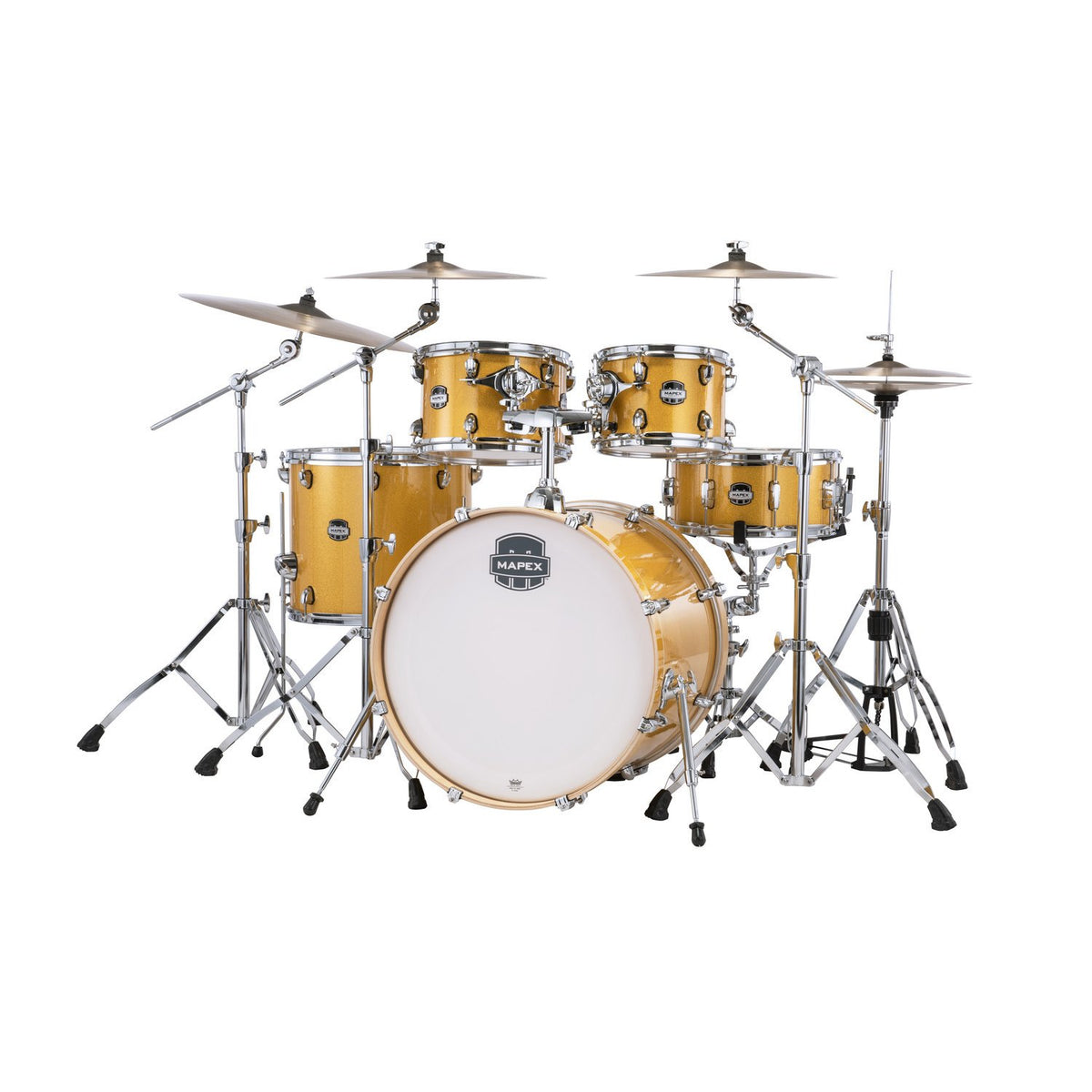 Mapex Mars 5 piece Rock Shell Pack Sunflower Sparkle Finish With Chrome Hardware MPX-MA529SF-YD Left Angle