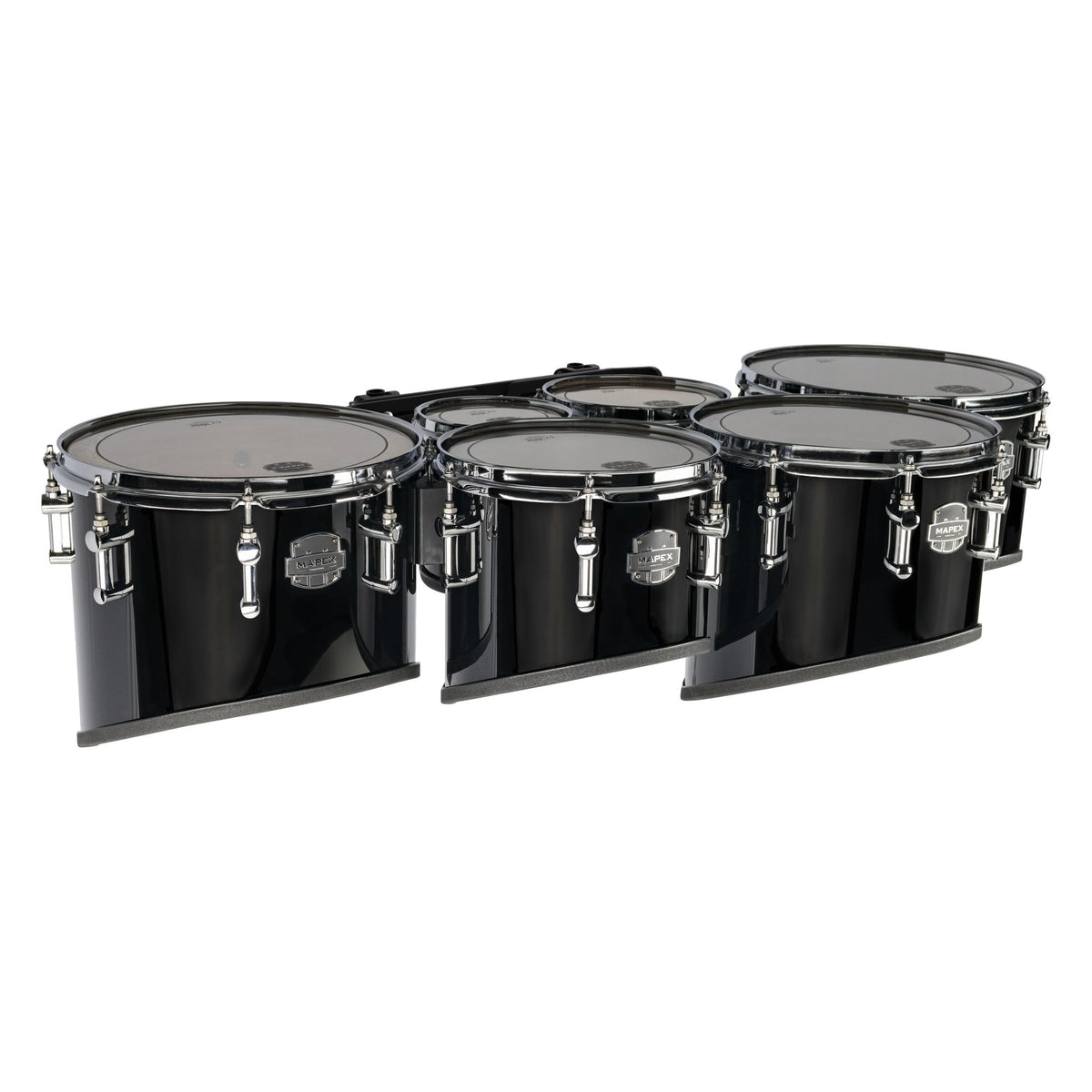 Mapex Quantum Mark II Classic Cut Sextet Marching Tenor Set - 6"/8"/10"/12"/13"/14" - Gloss Black - Image 1