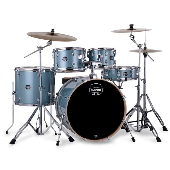 Mapex Venus 5 Piece Rock Complete Setup - 22" BD, 10x7, 12x8, 16x14, 14x5 - Blue Sky Sparkle