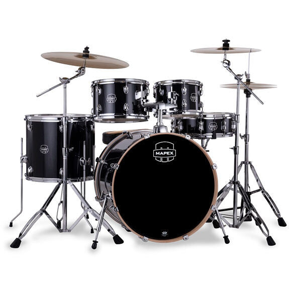 Mapex Venus 5 Piece Rock Complete Setup - 22" BD, 10x7, 12x8, 16x14, 14x5 - Blue Sky Sparkle