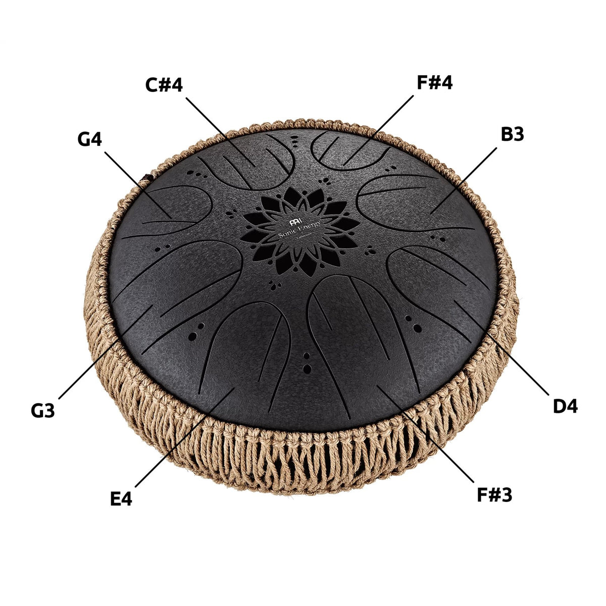 Meinl Sonic Energy Medium Octave Steel Tongue Drum 10" - B Minor/8 Notes Pitches MOSTD1BK