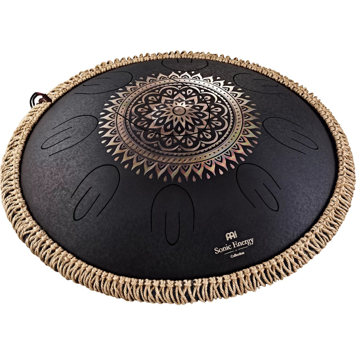 Meinl Sonic Energy Octave Steel Tongue Drum, D Kurd Black Engraved floral design OSTD1BKE