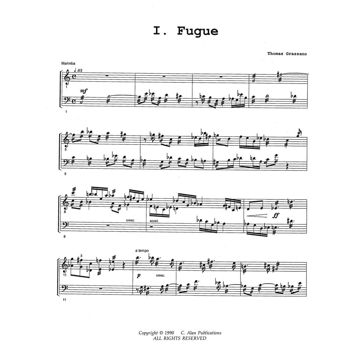 Movements for Marimba & Percussion Thomas Grassano score sample