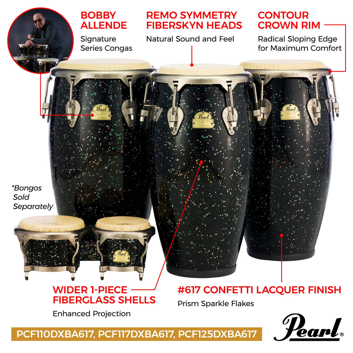 Pearl Bobby Allende Signature Fiberglass Quinto - 11" - Image 2