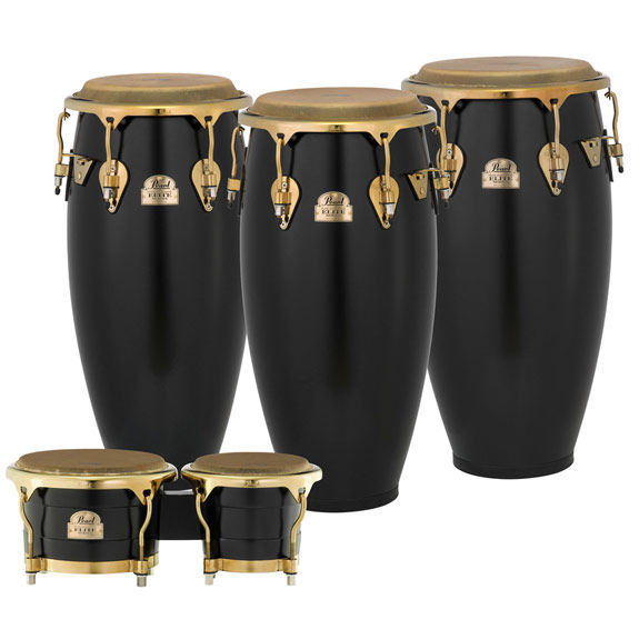 Pearl Elite Series 11.75" Thai Oak Conga Satin Black with Gold Hardware