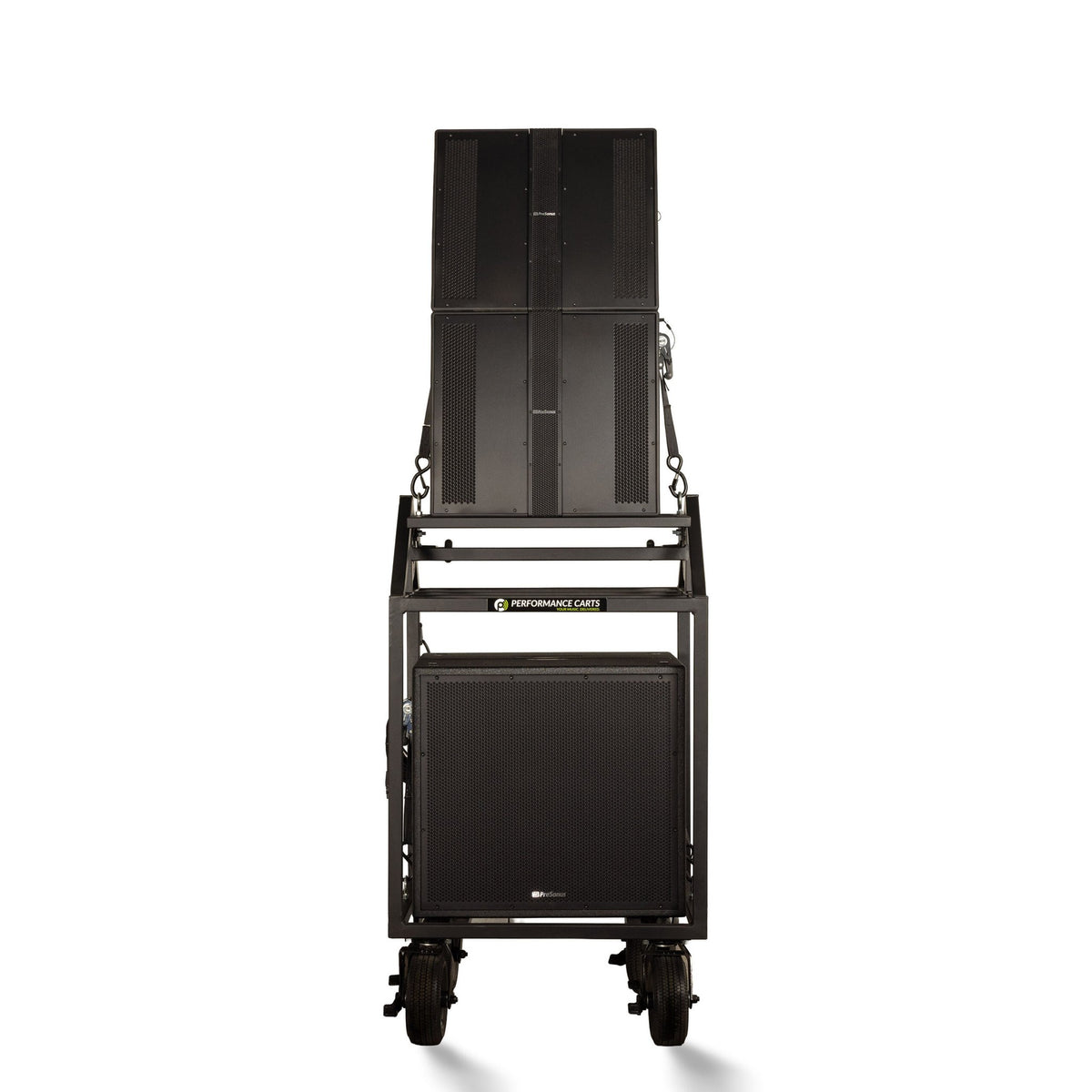 Performance Carts Adjustable Array Speaker Cart PCS-240 Front with Speakers