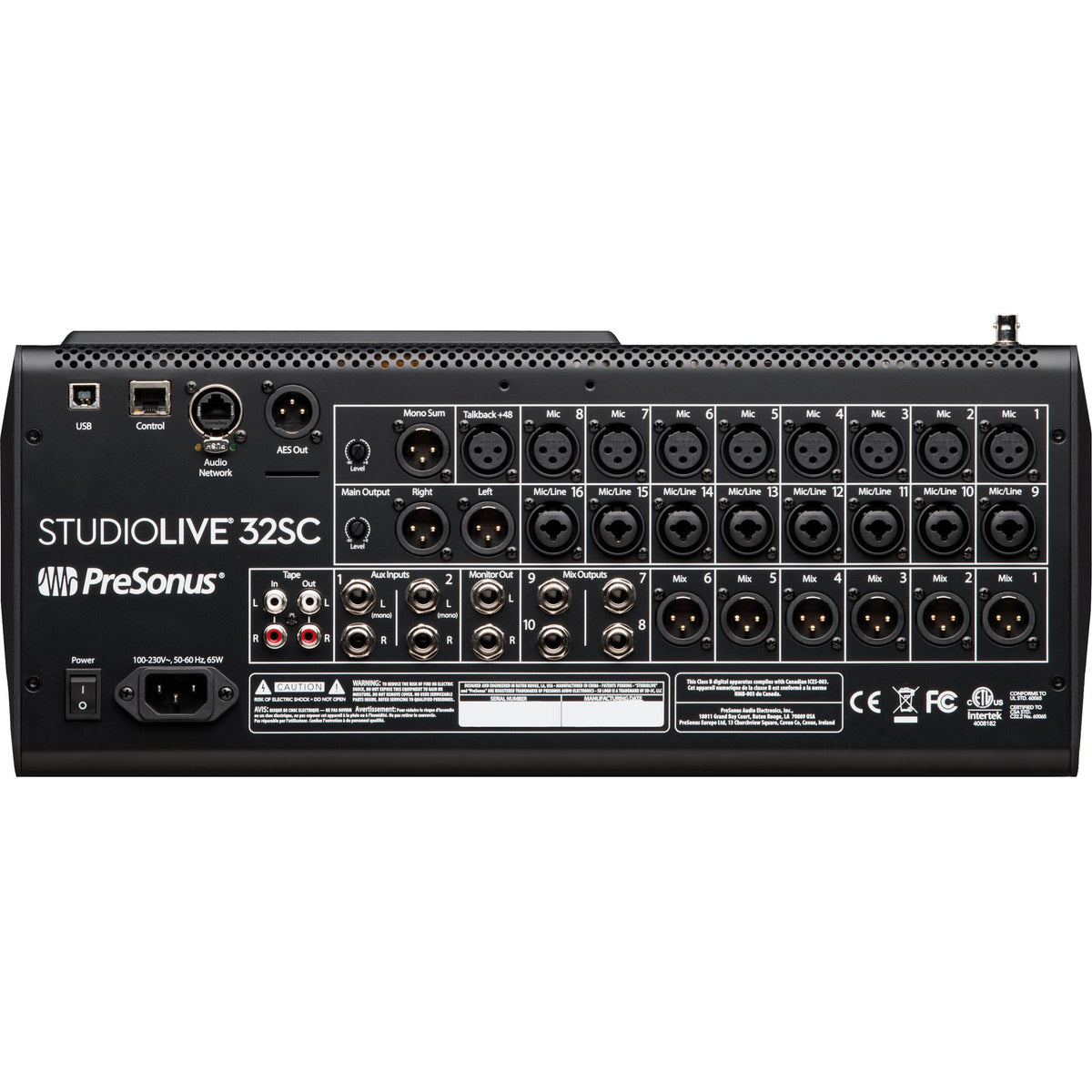Presonus 32SC StudioLive Digital Mixer Rear Panel