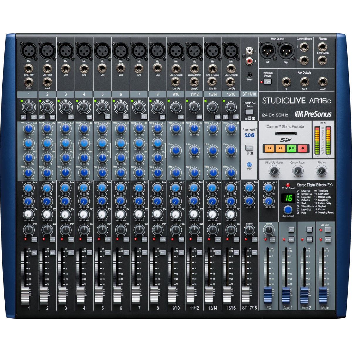 Top view of Presonus StudioLive AR16C Analog Mixer