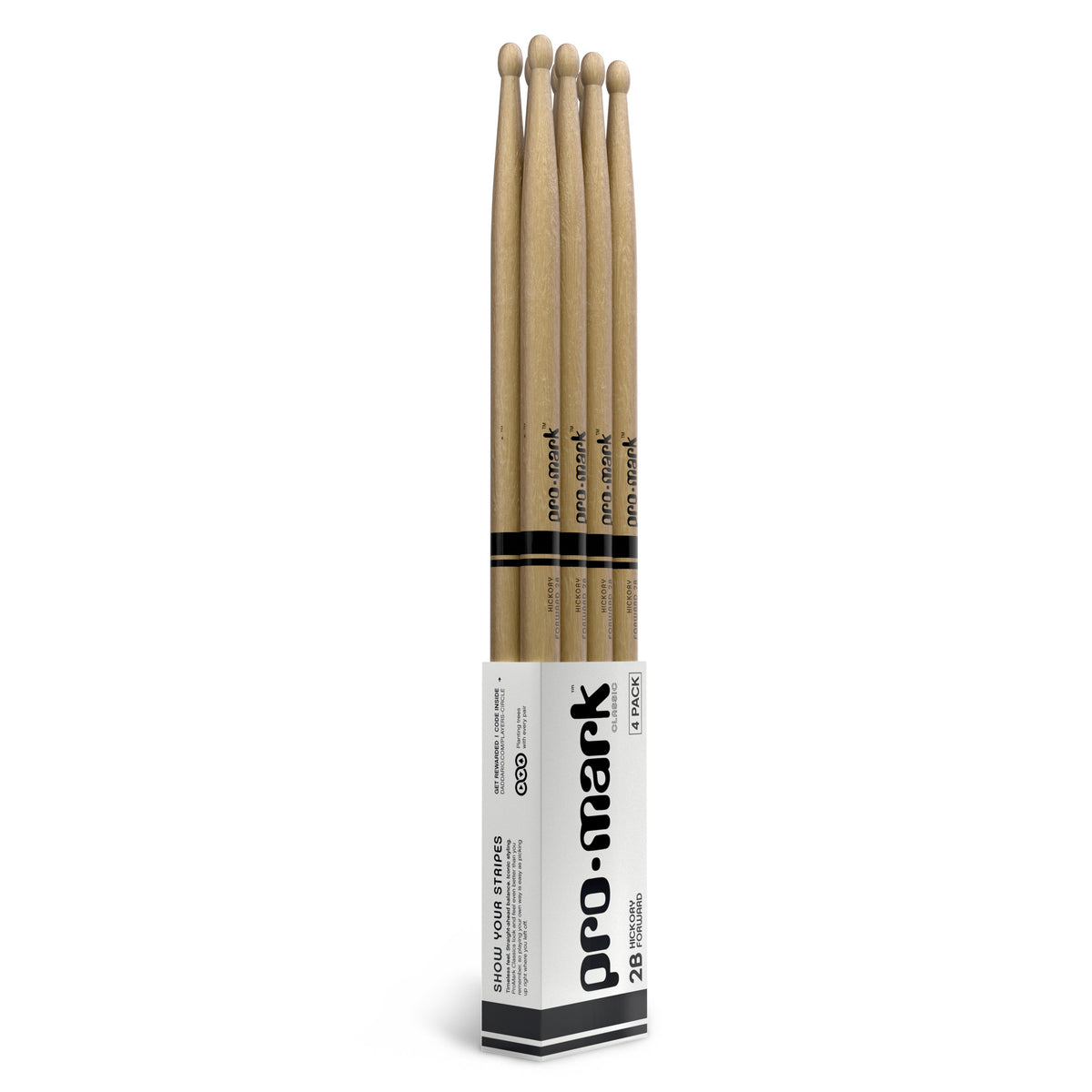 Promark TX2BW Classic Forward 2B Wood Tip Drumsticks - 4 Pack - Image 1