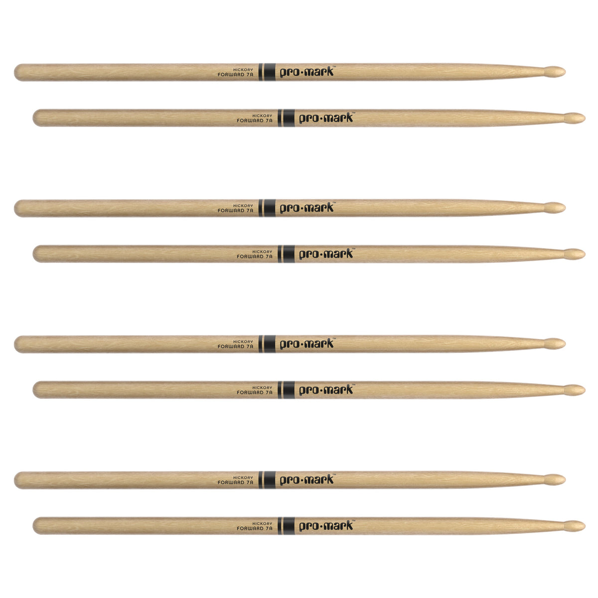 Promark TX7AW Classic Forward 7A Wood Tip Drumsticks - 4 Pack - Image 2