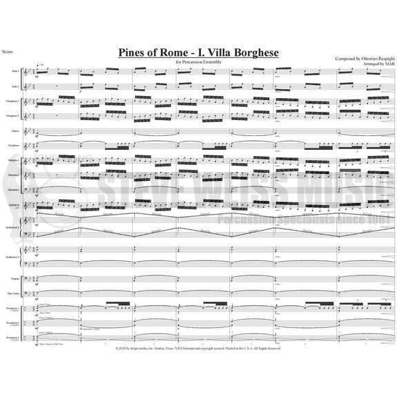 Respighi-Pines of Rome-I.-Villa Borghese arr. Ratliff (SP)-2B/2V/C/X/3M/MalletKat/4T/P/2 synth./BG
