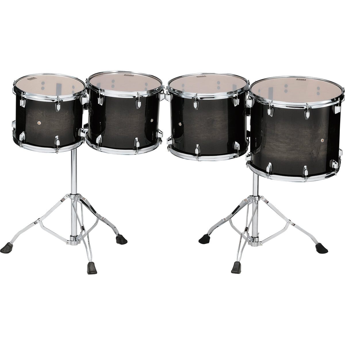 Set of 4 Tama Double-headed Concert Toms with Stands - 12"/13"/14"/16" - Transparent Black Burst