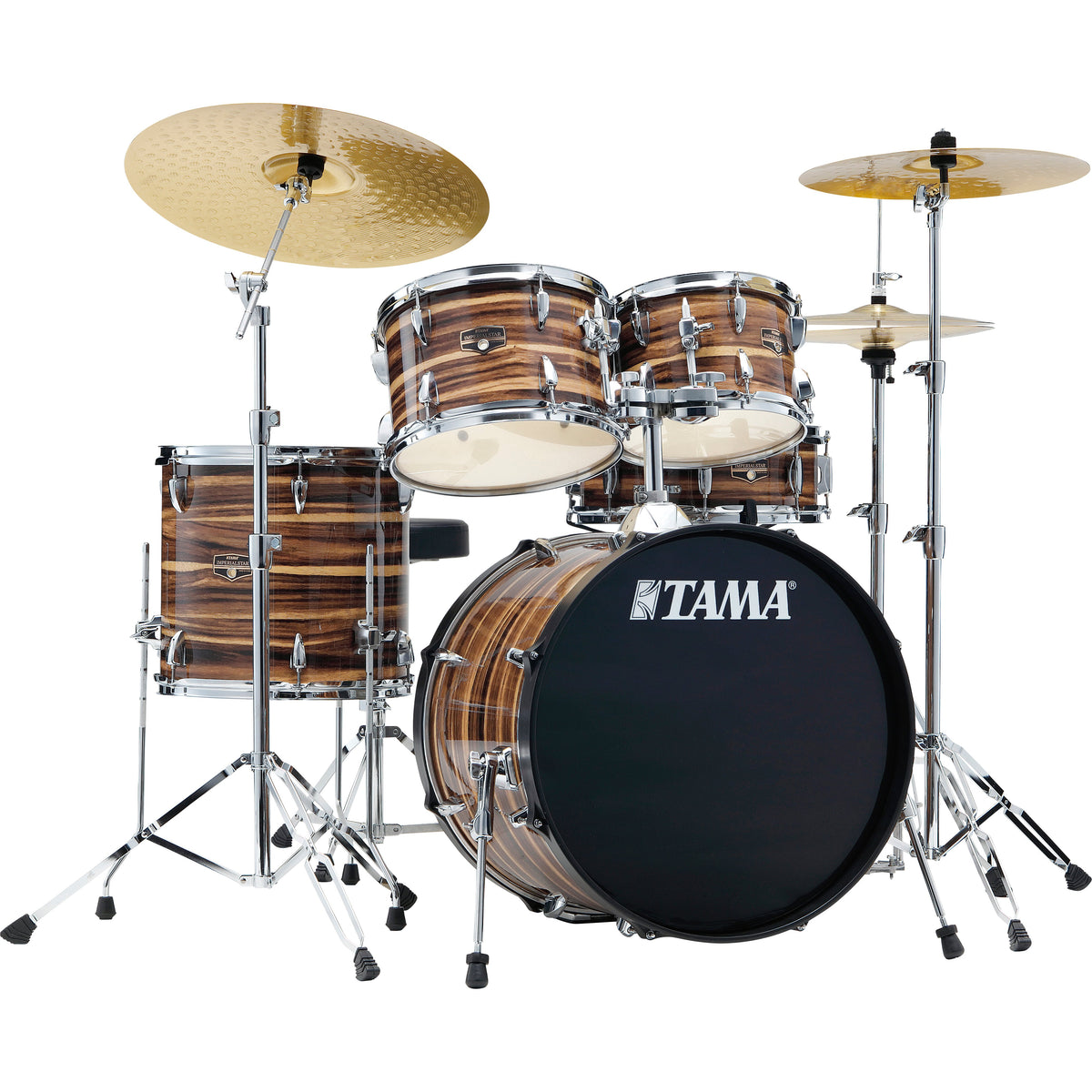 Tama Imperialstar 5-piece Drum Set with Hardware and Meinl HCS Cymbals - 20" Bass Drum - Coffee Teak Wrap