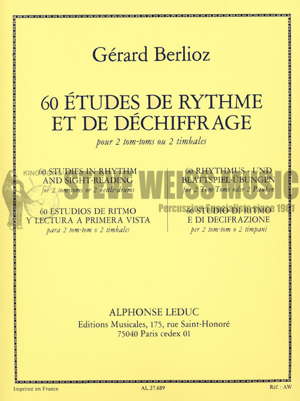 Berlioz-60 Studies in Rhythm and Sight Reading for 2 Drums