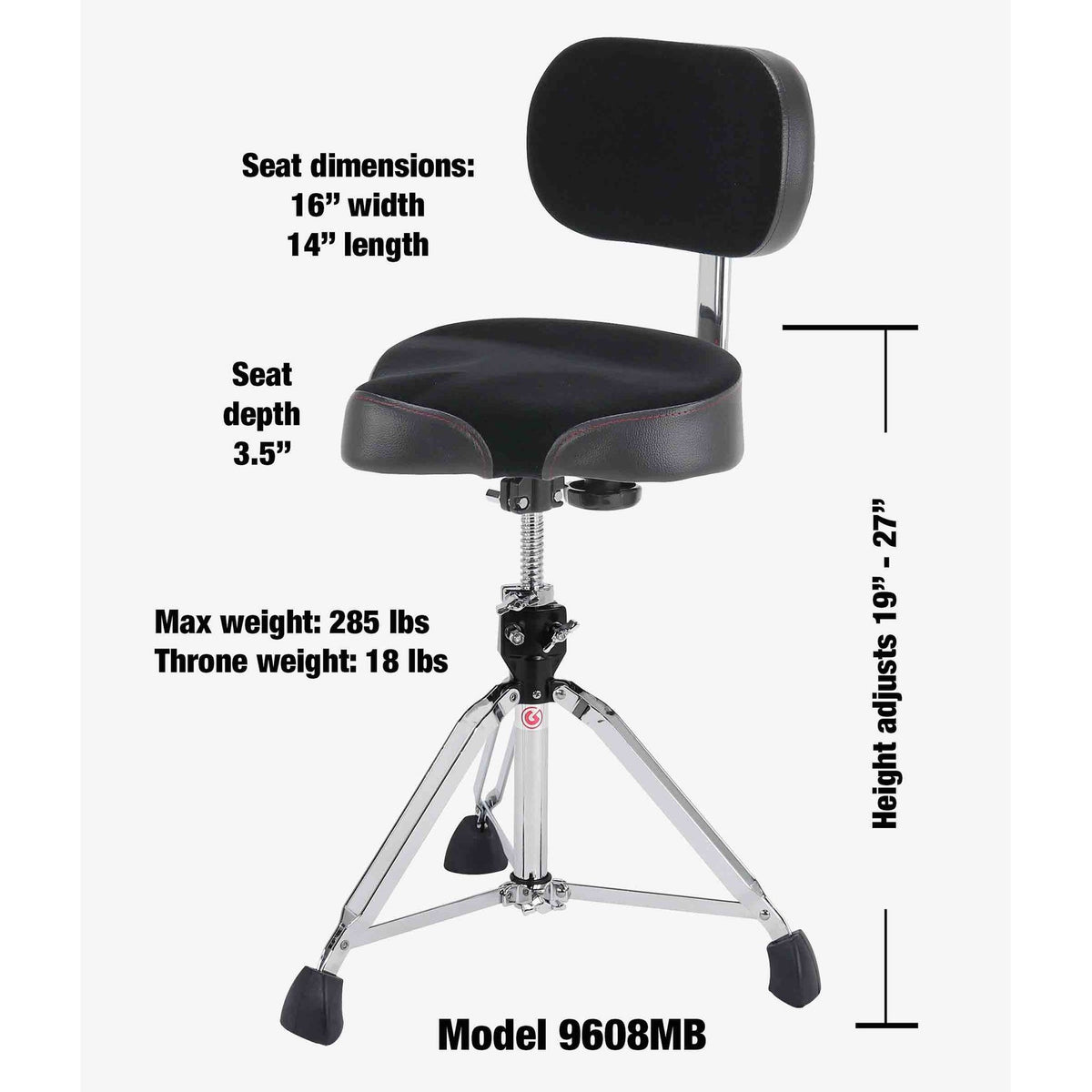Gibraltar 9608MB Moto Style Drum Throne with Backrest - Image 4