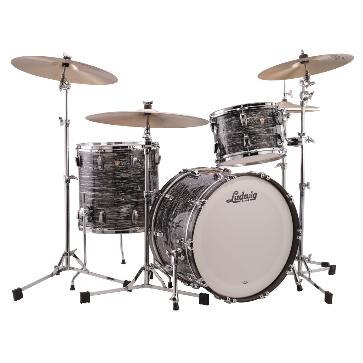 Ludwig Classic Maple Fab 3-Piece Shell Pack Drum Set - 22" Bass Drum - Vintage Black Oyster - Image 2