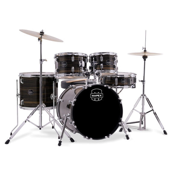 Mapex Comet Series 5pc Complete Drum Set 20" Bass Drum - Ebony Yellow Grain