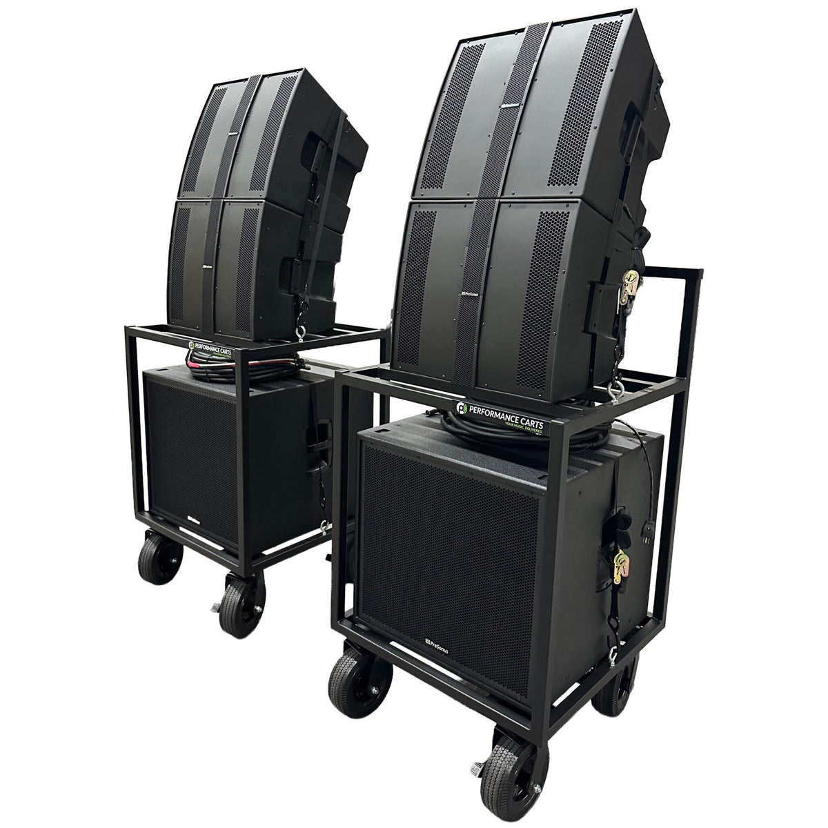 Performance Carts Stacked Speaker Cart PCS200v with Speakers