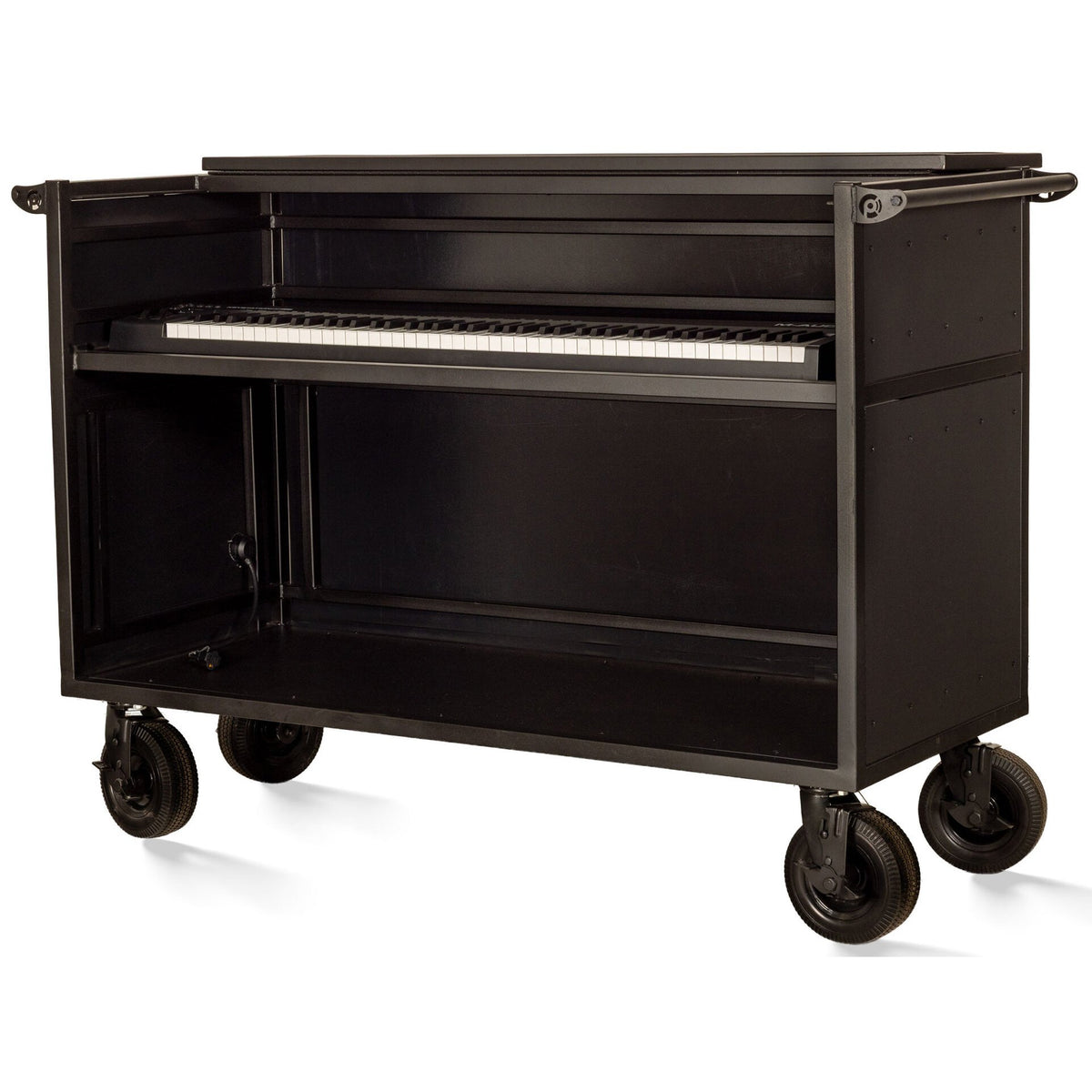 Performance Carts Covered Synth Cart PCK-200 Players Side Angled with Keyboard