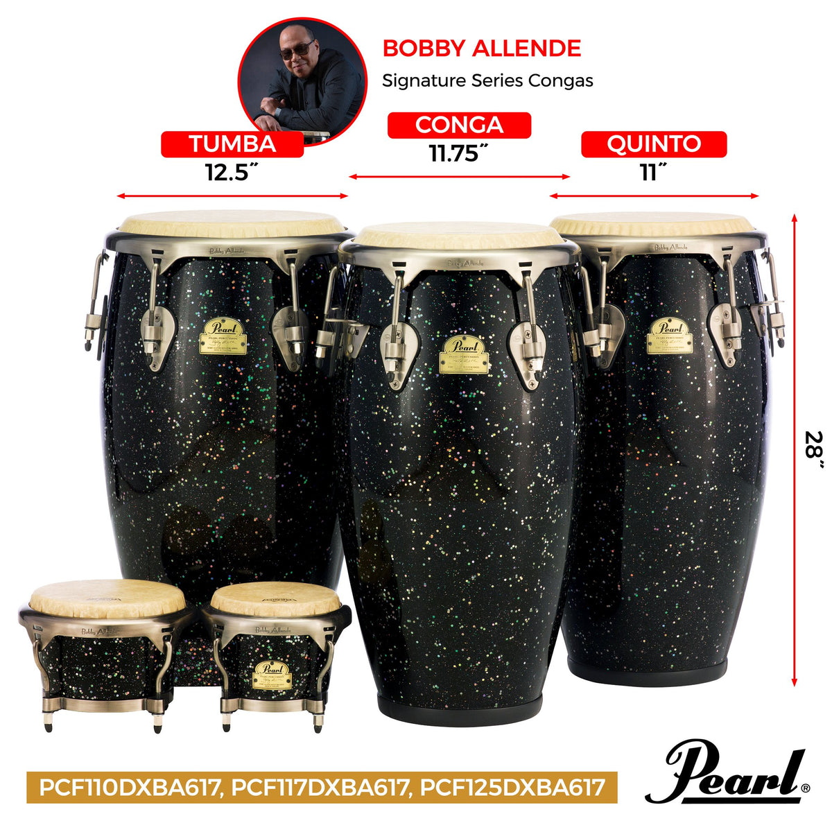 Pearl Bobby Allende Signature Fiberglass Quinto - 11" - Image 3