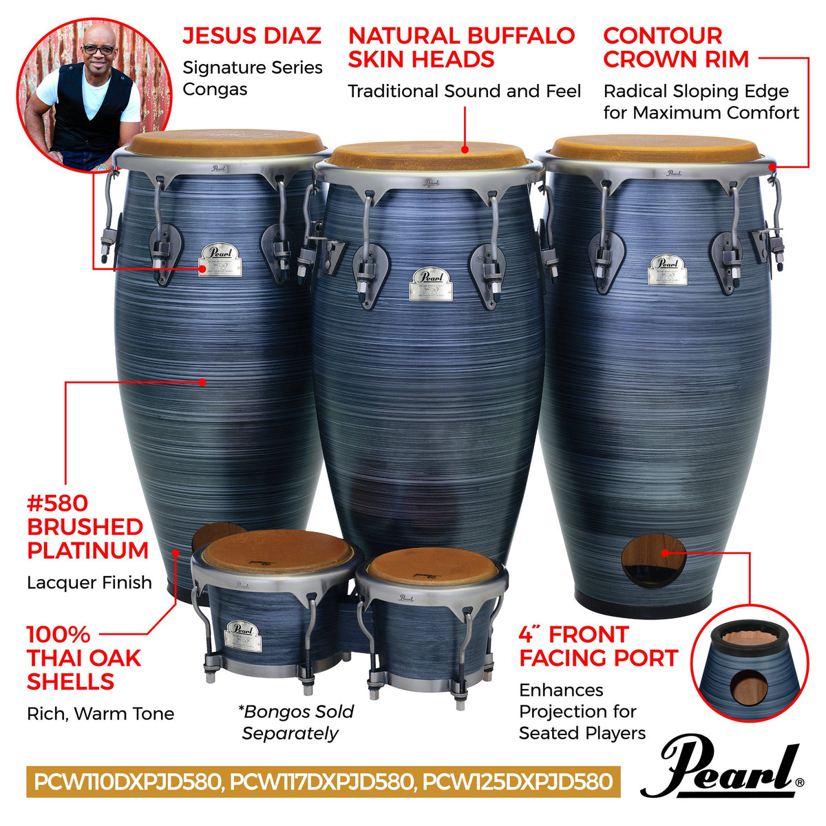 Pearl Jesus Diaz Signature Quinto - 11" - Brushed Platinum - Image 2