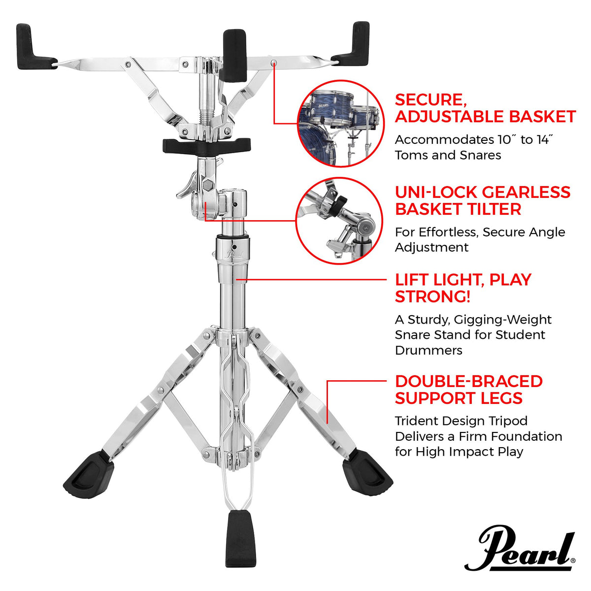 Pearl S-830 Snare Drum Stand - Image 5