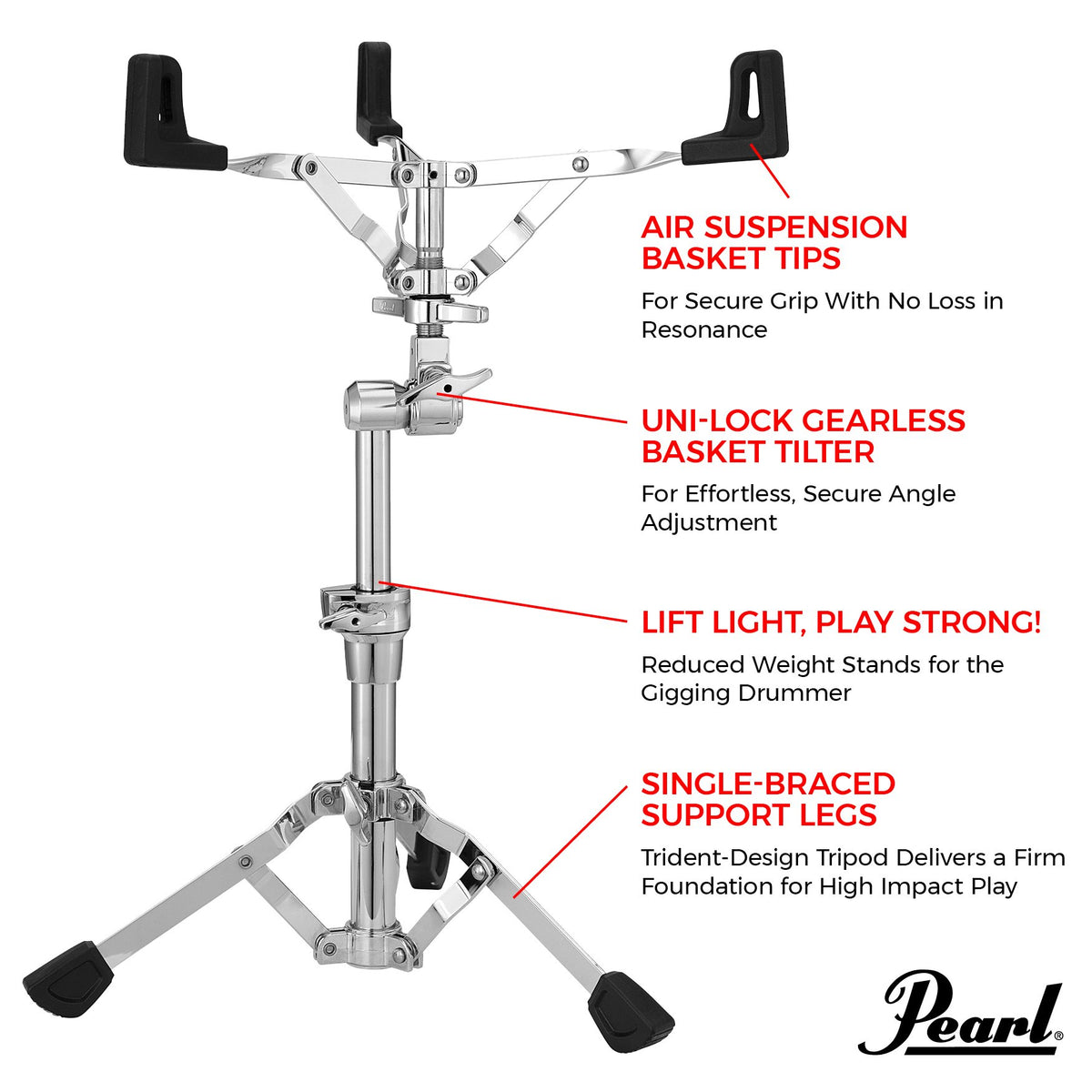 Pearl S930S Single Braced Snare Drum Stand - Image 5