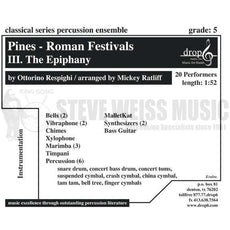 Respighi-Pines-Roman Festivals-III. The Epiphany arr. Ratliff (SP)-2B/2V/C/3M/MalletKat/4T/P/2 synth./BG