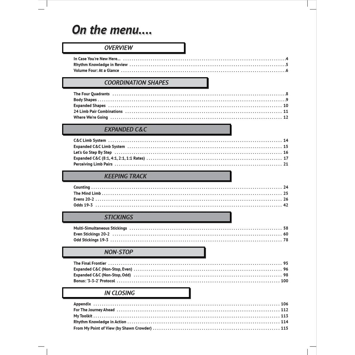 Rhythm Knowledge Volume 3 by Mike Mangini Table of Contents