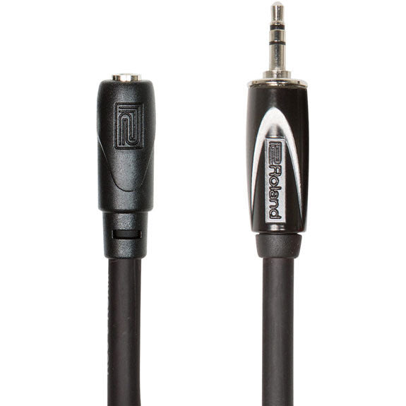 Roland Black Series Headphone Extension Cable -  1/8" TRS Male to Female - 25ft