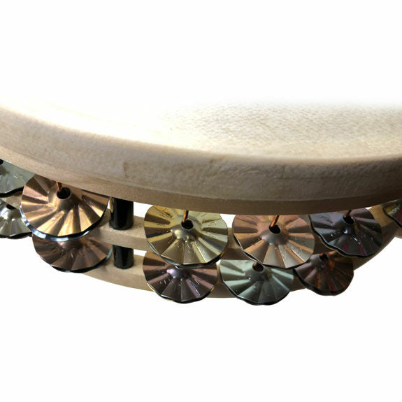 Ron Vaughn 10" Poplar Split-Ring Concert Tambourine with 1” Fluted German Silver Jingles
