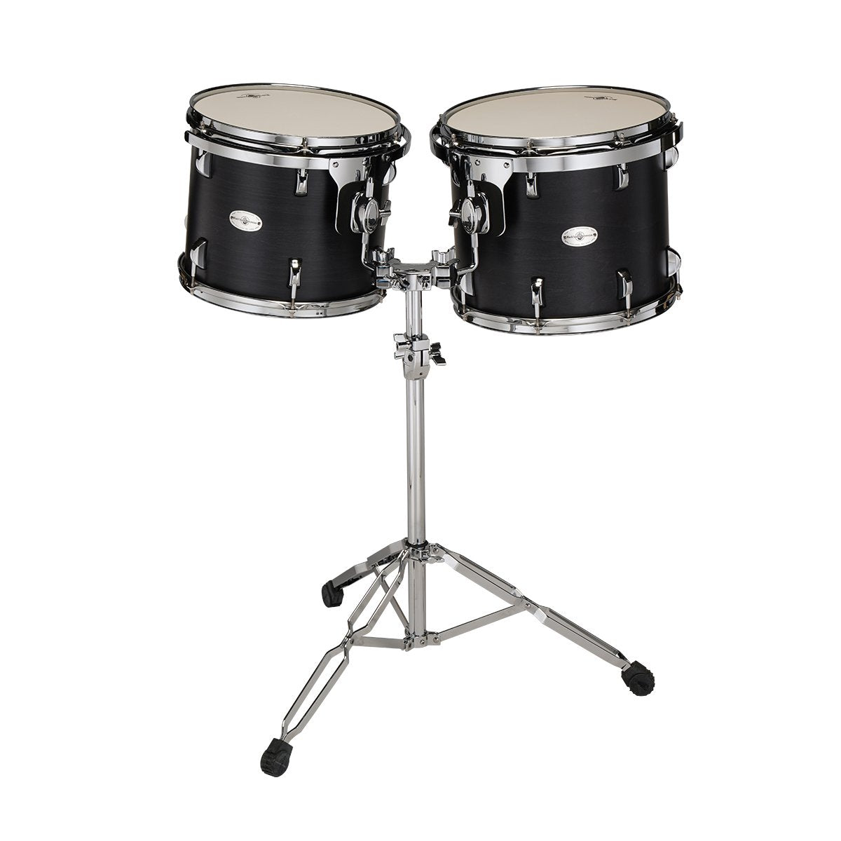 Set of 2 Black Swamp Concert Toms with Stand - 13"/14" - Concert Black - Image 1