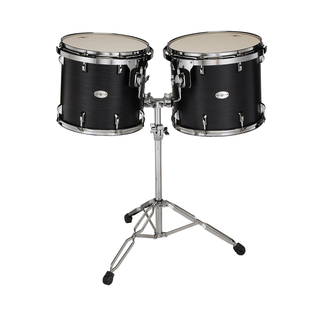 Set of 2 Black Swamp Concert Toms with Stand - 15"/16" - Concert Black - Image 1