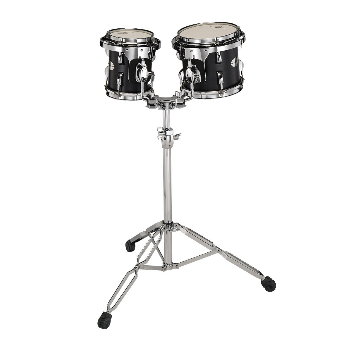 Set of 2 Black Swamp Concert Toms with Stand - 6"/8" - Concert Black - Image 1