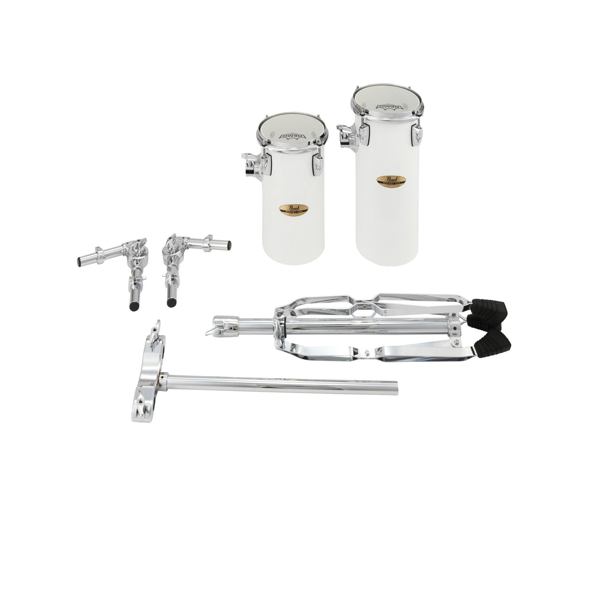 Set of 2 Pearl Rocket Toms with T895 Double Tom Stand - 12"/15" - Arctic White