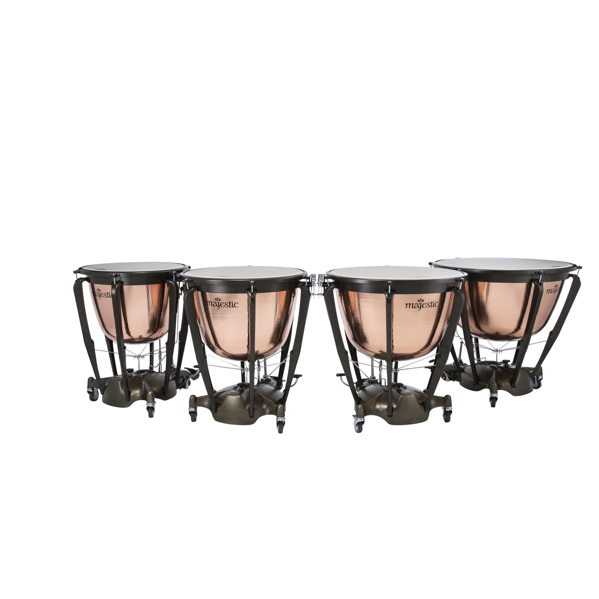 Set of 4 Majestic Symphonic Grand Series Hammered Cambered Copper Timpani - 23"/26"/29"/32" - Image 1